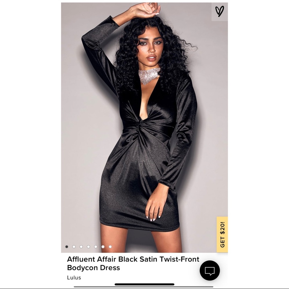 Black Satin Twist-Front Bodycon Dress